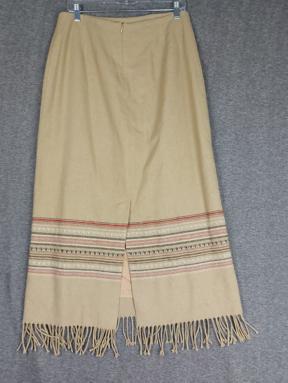 FIELD GEAR WOMENS VTG TAN BROWN WOOL BLEND WESTERN FRINGE BLANKET SKIRT 12 - Picture 5 of 7